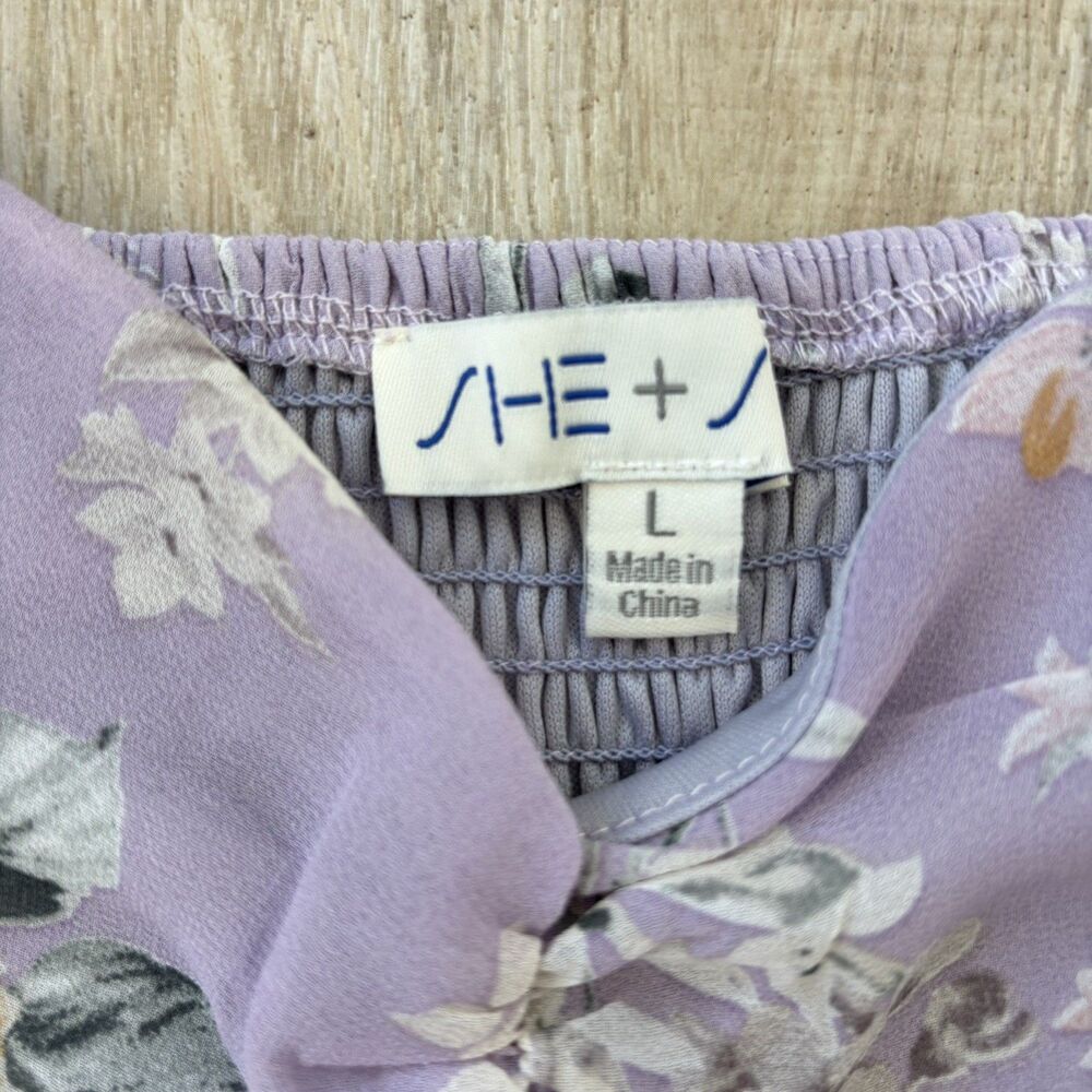 Floral Womens Mini Dress Pastel Lilac Size L Cottagecore Romantic Coquette Fairy - Picture 5 of 15